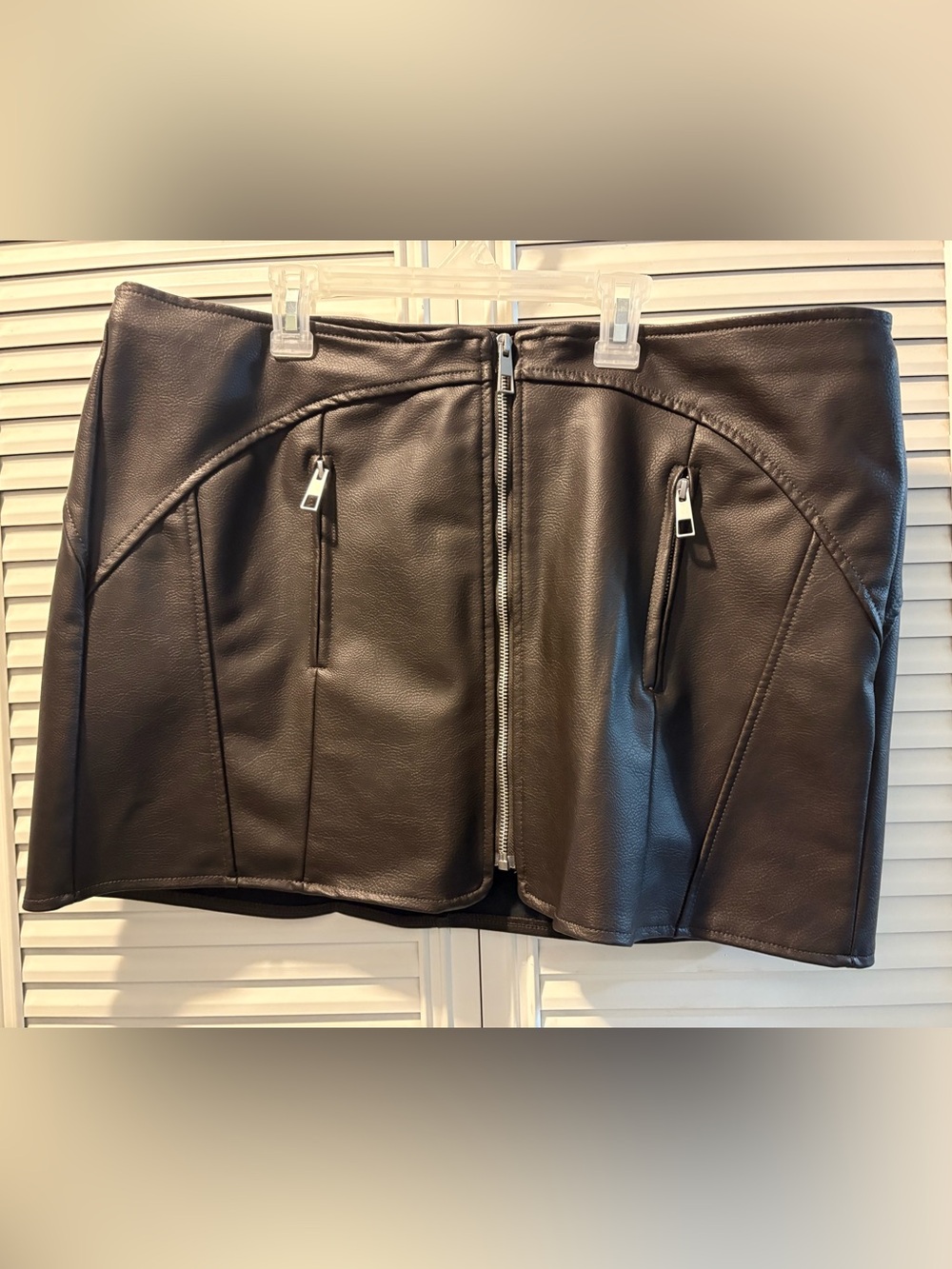 wild fable Brown Faux Leather Zip-Front skirt